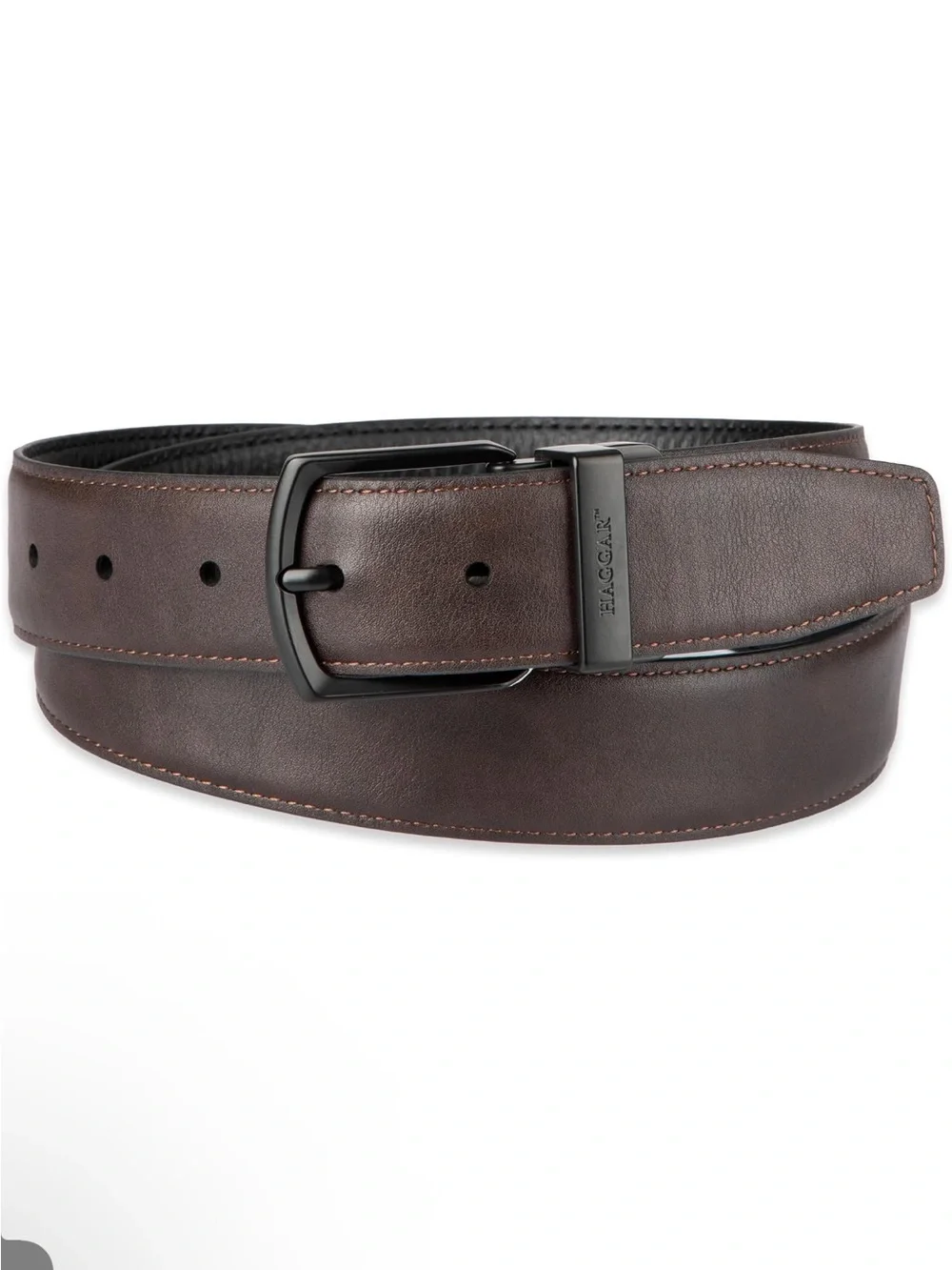 adjustable Haggar Men's 2-in-1 Reversible Leather Belt